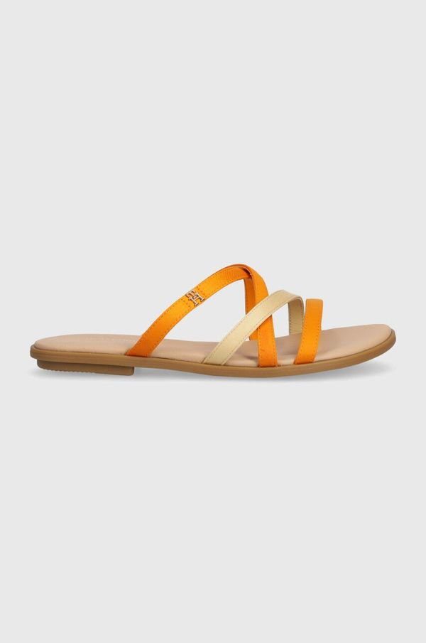 Tommy Hilfiger Natikače Tommy Hilfiger TH STRAP FLAT SATIN SANDAL za žene, boja: narančasta, FW0FW08041