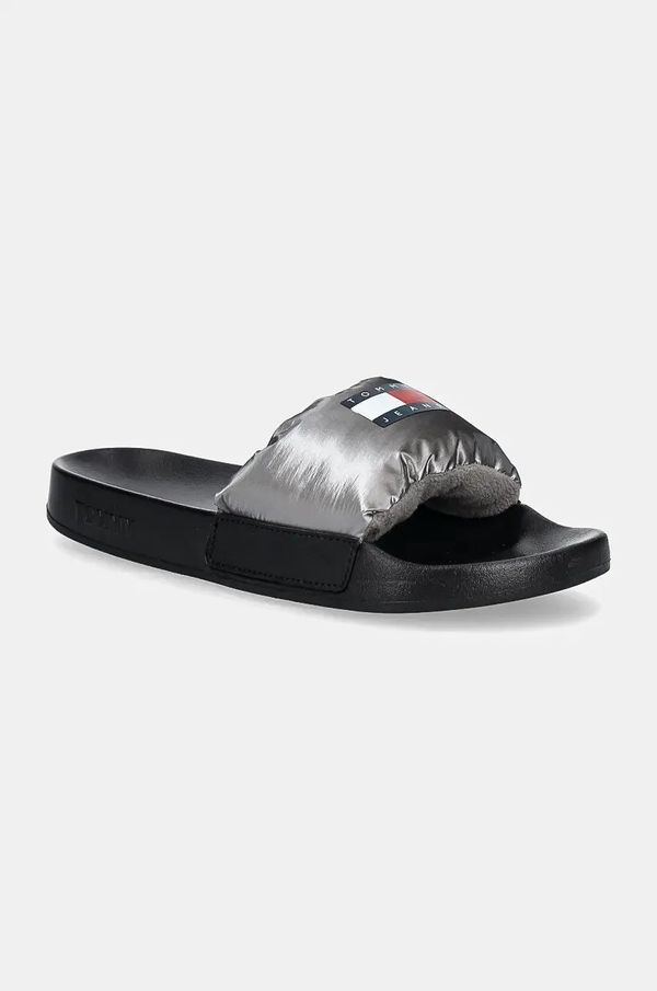 Tommy Jeans Natikače Tommy Jeans TJW INTERESTING MAT POOL SLIDE za žene, boja: srebrna, EN0EN02767