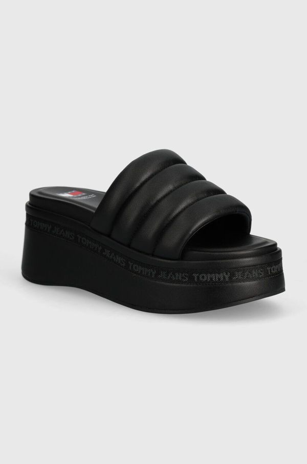 Tommy Jeans Natikače Tommy Jeans TJW WEDGE SANDAL za žene, boja: crna, klin peta, EN0EN02455