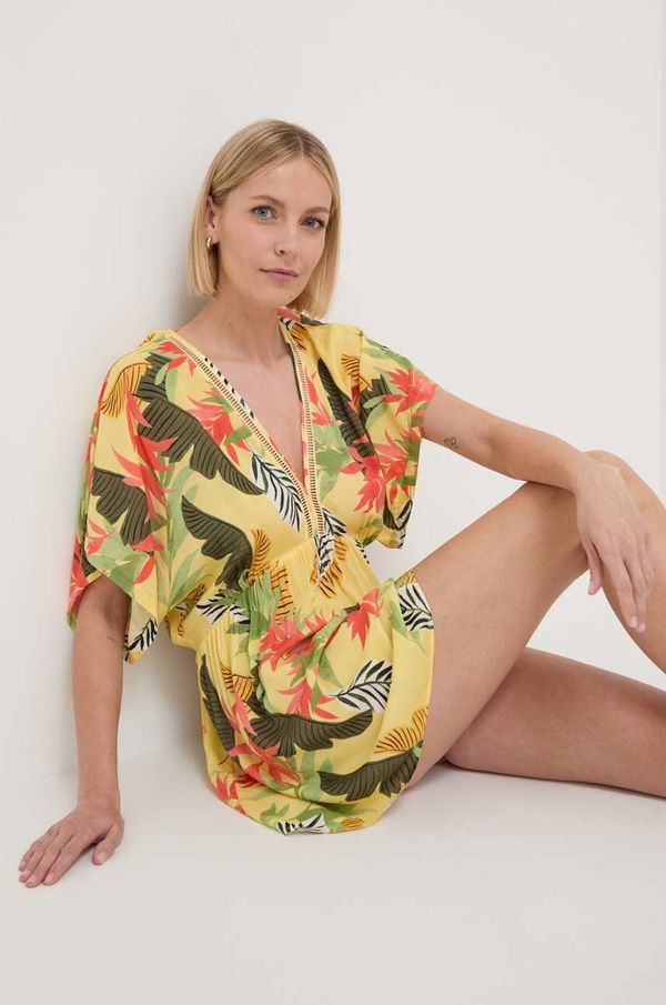 Desigual Ogrtač za plažu Desigual TROPICAL PARTY boja: žuta, 24SWMW23