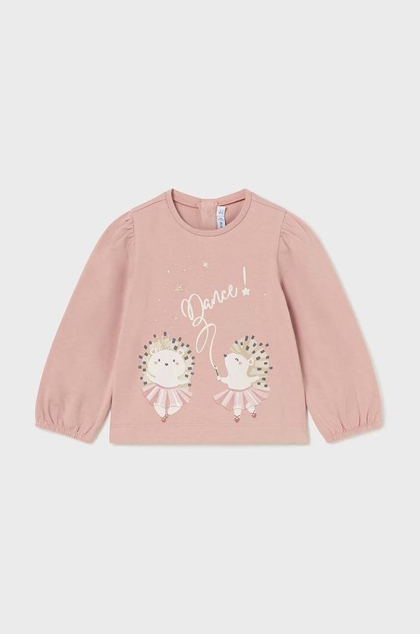 Mayoral Pamučna bluza za bebe Mayoral boja: ružičasta, s tiskom, 2053