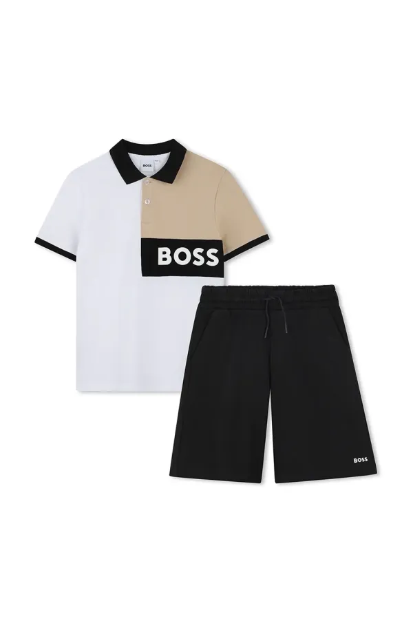 BOSS Pamučna dječja trenirka BOSS boja: crna, J52065
