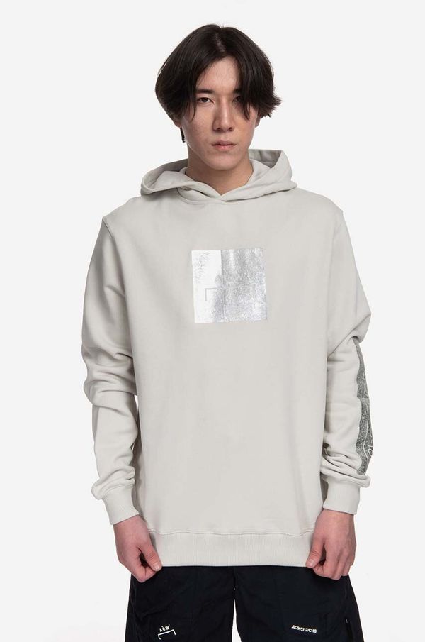 A-COLD-WALL* Pamučna dukserica A-COLD-WALL* Foil Grid Hoodie ACWMW101 BONE za muškarce, boja: bež, s kapuljačom, s tiskom, ACWMW101-BONE