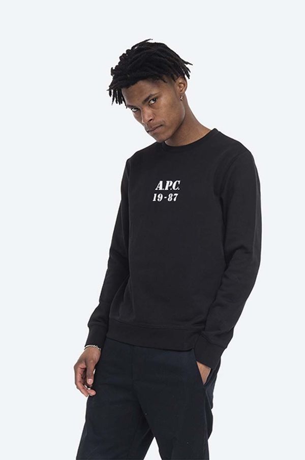 A.P.C. Pamučna dukserica A.P.C. Sweat Gaby za muškarce, boja: crna, s tiskom, COECQ.H27609-HEATHEREDG