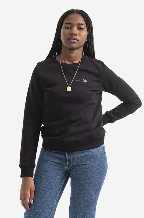 A.P.C. Pamučna dukserica A.P.C. Sweat Item F BLACK za žene, boja: crna, s tiskom, COEAS.F27663-VIOLET