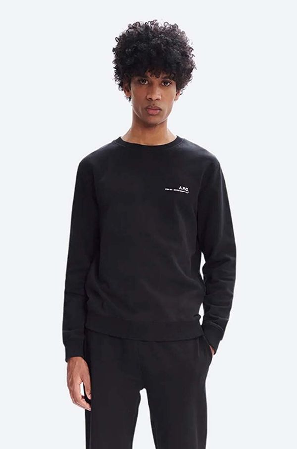 A.P.C. Pamučna dukserica A.P.C. Sweat Item za muškarce, boja: crna, glatka, COEAS.H27608-DARKNAVY