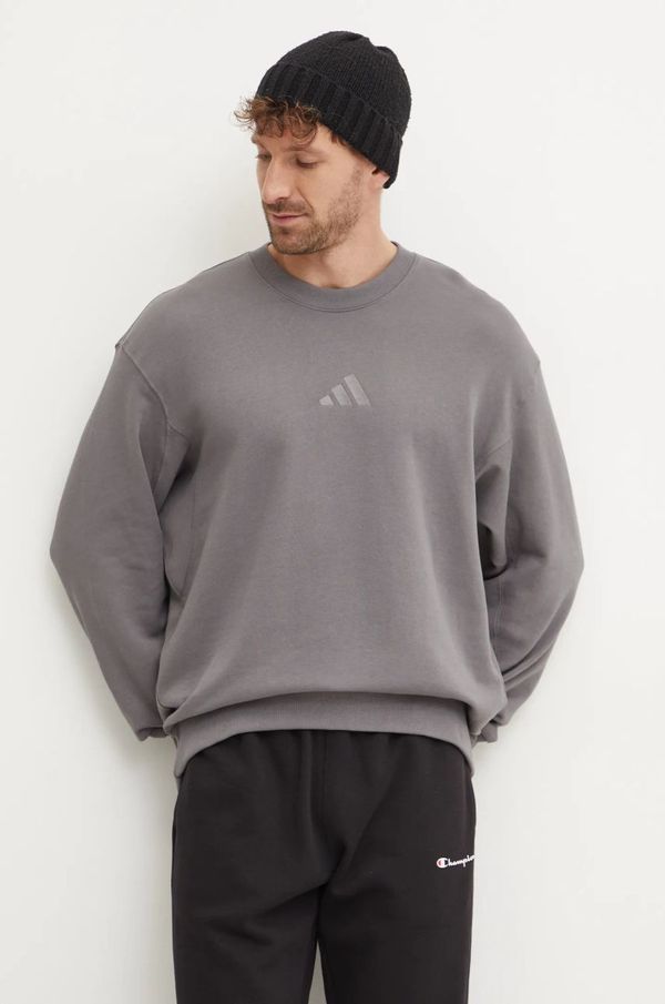 adidas Pamučna dukserica adidas All SZN za muškarce, boja: siva, bez uzorka, IY6552