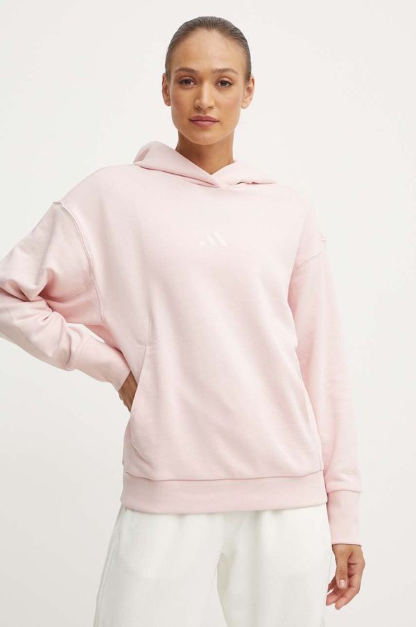 adidas Pamučna dukserica adidas All SZN za žene, boja: ružičasta, s kapuljačom, bez uzorka, IY6812