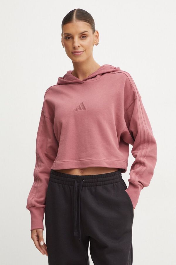 adidas Pamučna dukserica adidas All SZN za žene, boja: ružičasta, s kapuljačom, bez uzorka, IY6848