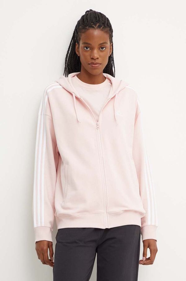 adidas Pamučna dukserica adidas Essentials za žene, boja: ružičasta, s kapuljačom, s aplikacijom, IY7543