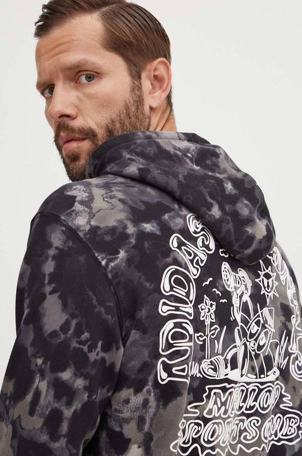 adidas Originals Pamučna dukserica adidas Originals Tie-Dyed Hooded Aop za muškarce, boja: crna, s kapuljačom, s uzorkom, IZ2508