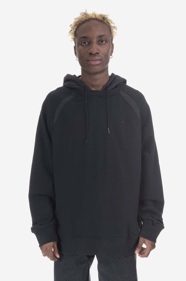 adidas Originals Pamučna dukserica adidas Originals Trefoil Essentials Hoodie za muškarce, boja: crna, s kapuljačom, glatka, HR8673-black