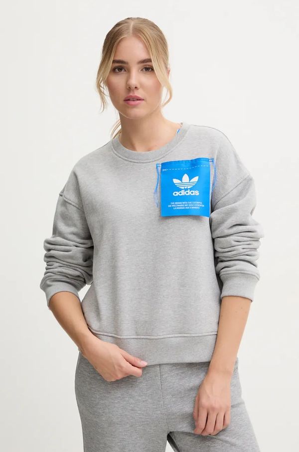 adidas Originals Pamučna dukserica adidas Originals x Ksenia Schneider za žene, boja: siva, s aplikacijom, IW5666