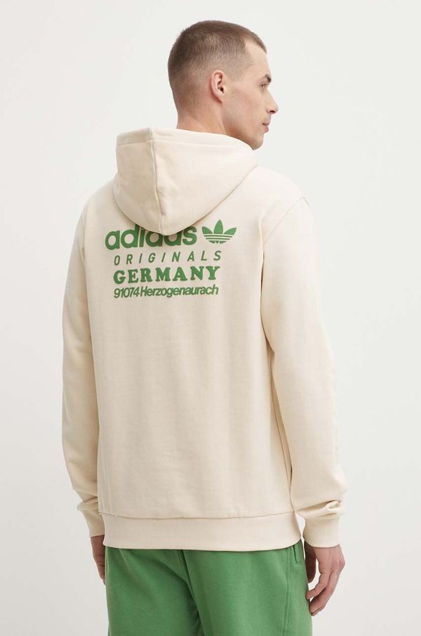 adidas Originals Pamučna dukserica adidas Originals za muškarce, boja: bež, s kapuljačom, s aplikacijom, IR9309