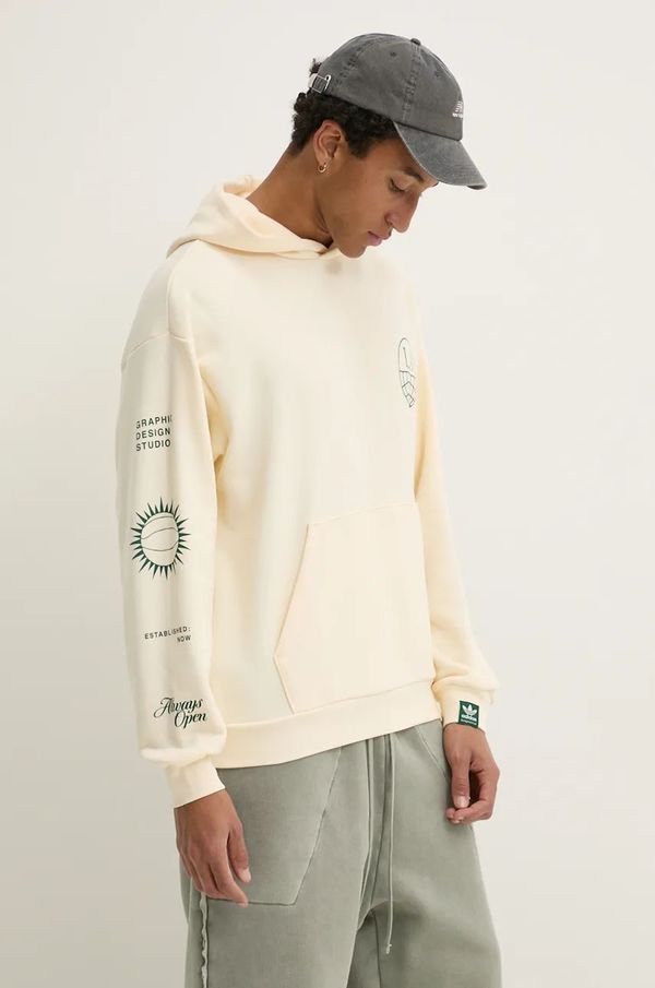 adidas Originals Pamučna dukserica adidas Originals za muškarce, boja: bež, s kapuljačom, s tiskom, JJ4038