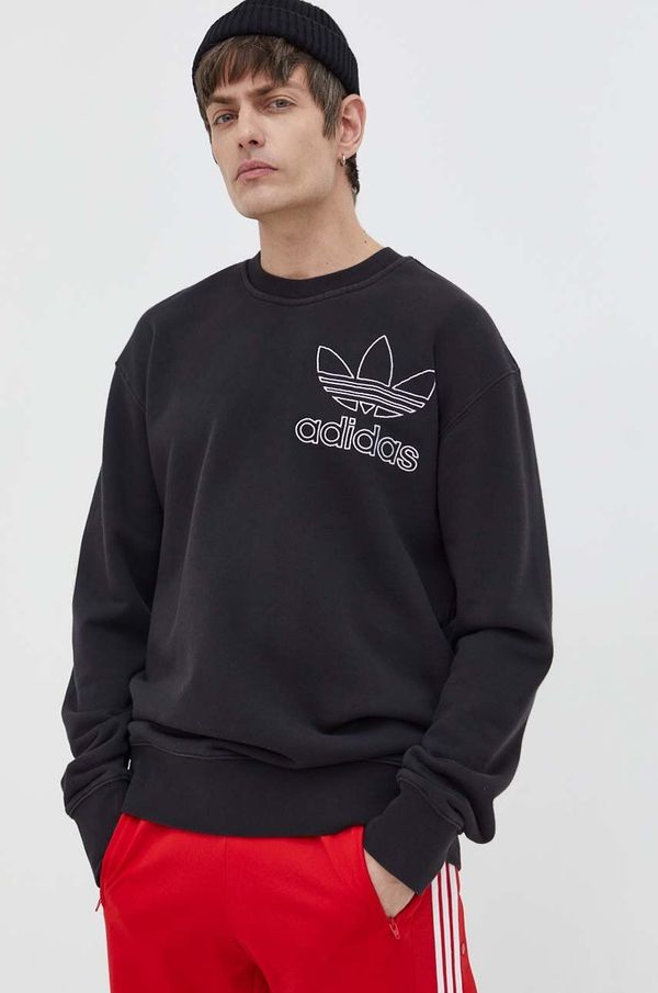 adidas Originals Pamučna dukserica adidas Originals za muškarce, boja: crna, s aplikacijom