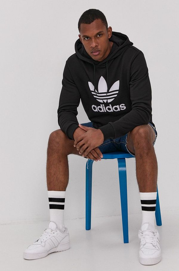 adidas Originals Pamučna dukserica adidas Originals za muškarce, boja: crna, s kapuljačom, H06667-BLK/WHT