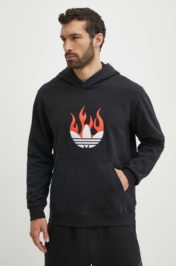adidas Originals Pamučna dukserica adidas Originals za muškarce, boja: crna, s kapuljačom, s aplikacijom, IS0208