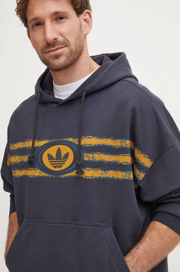 adidas Originals Pamučna dukserica adidas Originals za muškarce, boja: siva, s kapuljačom, s tiskom, JM0469