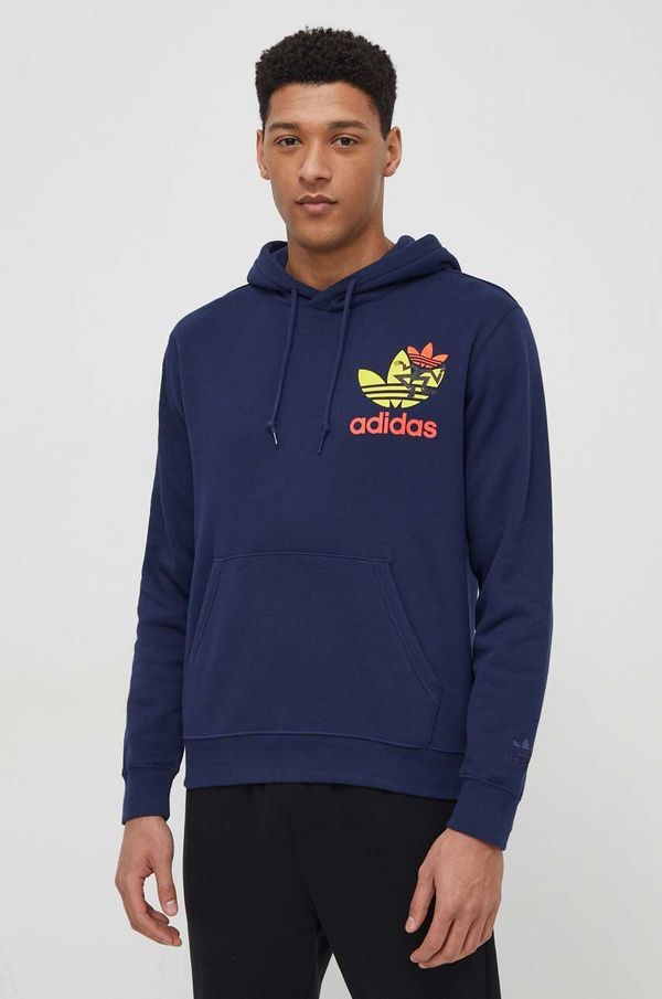 adidas Originals Pamučna dukserica adidas Originals za muškarce, boja: tamno plava, s kapuljačom, tiskom