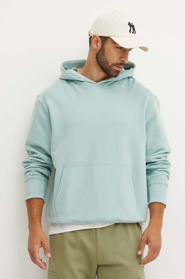 adidas Originals Pamučna dukserica adidas Originals za muškarce, boja: zelena, s kapuljačom, bez uzorka, IX9810