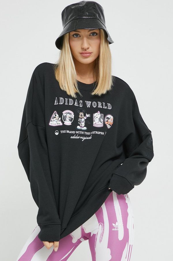 adidas Originals Pamučna dukserica adidas Originals za žene, boja: crna, s aplikacijom