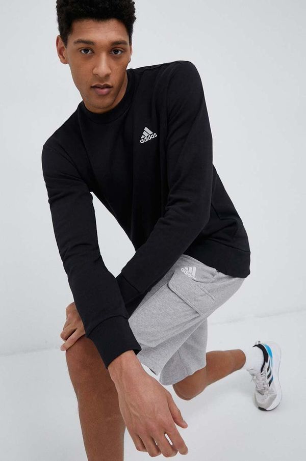 adidas Pamučna dukserica adidas za muškarce, boja: crna, s aplikacijom