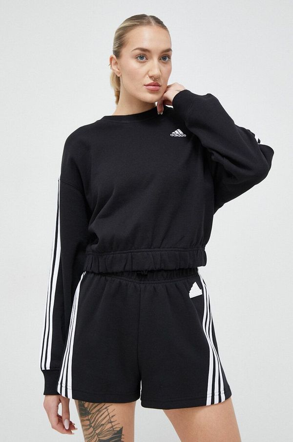 adidas Pamučna dukserica adidas za žene, boja: crna, s aplikacijom