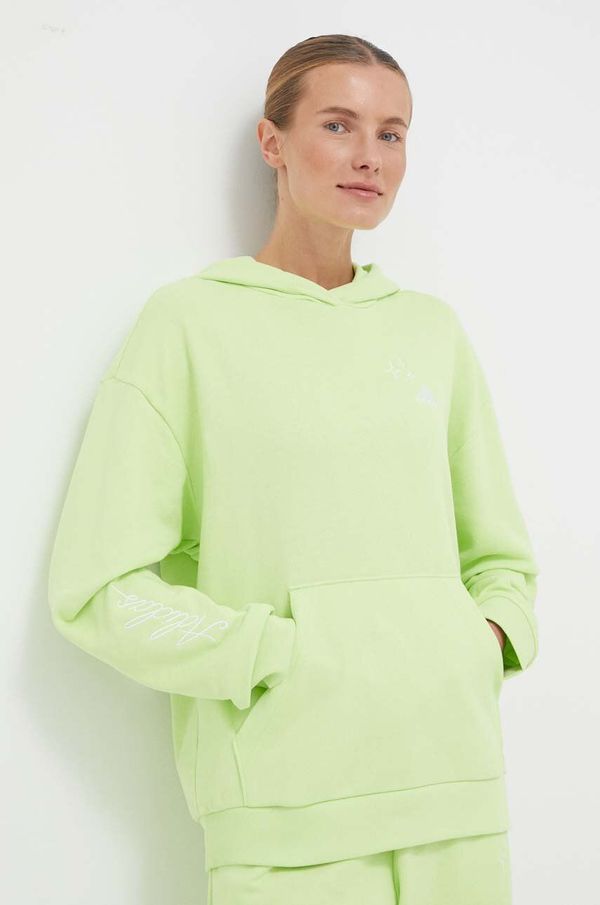 adidas Pamučna dukserica adidas za žene, boja: zelena, s kapuljačom, s aplikacijom