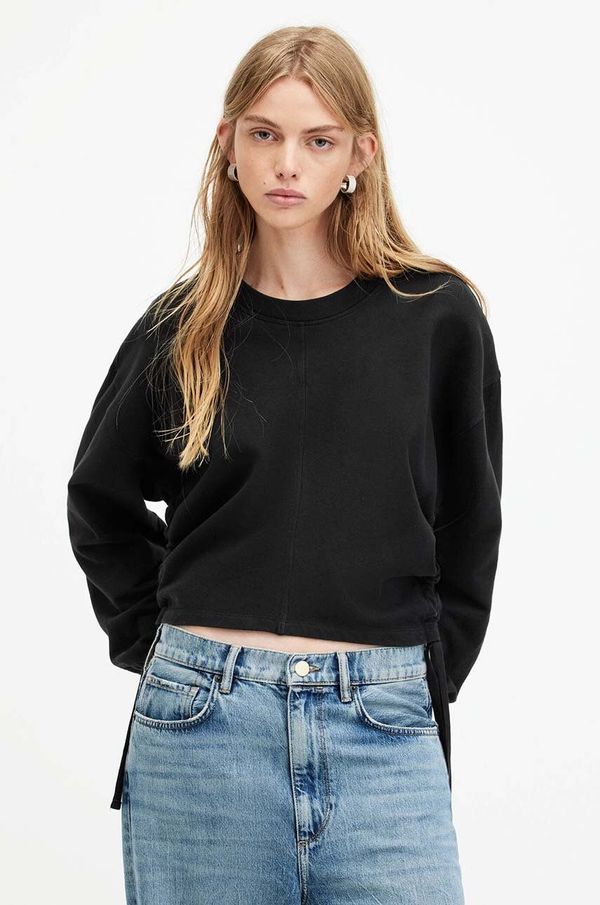 AllSaints Pamučna dukserica AllSaints MIRA boja: crna, bez uzorka