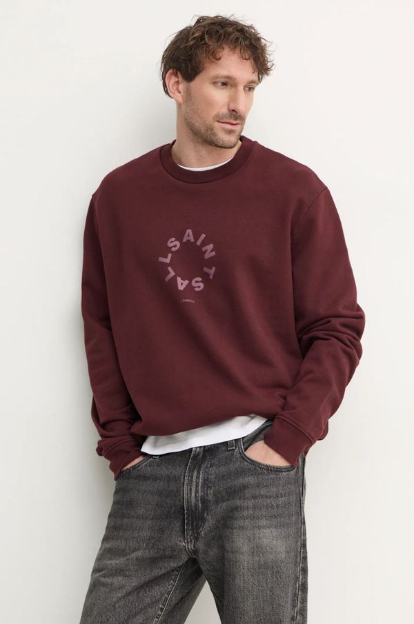AllSaints Pamučna dukserica AllSaints TIERRA CREW za muškarce, boja: zelena, s tiskom, M035NB