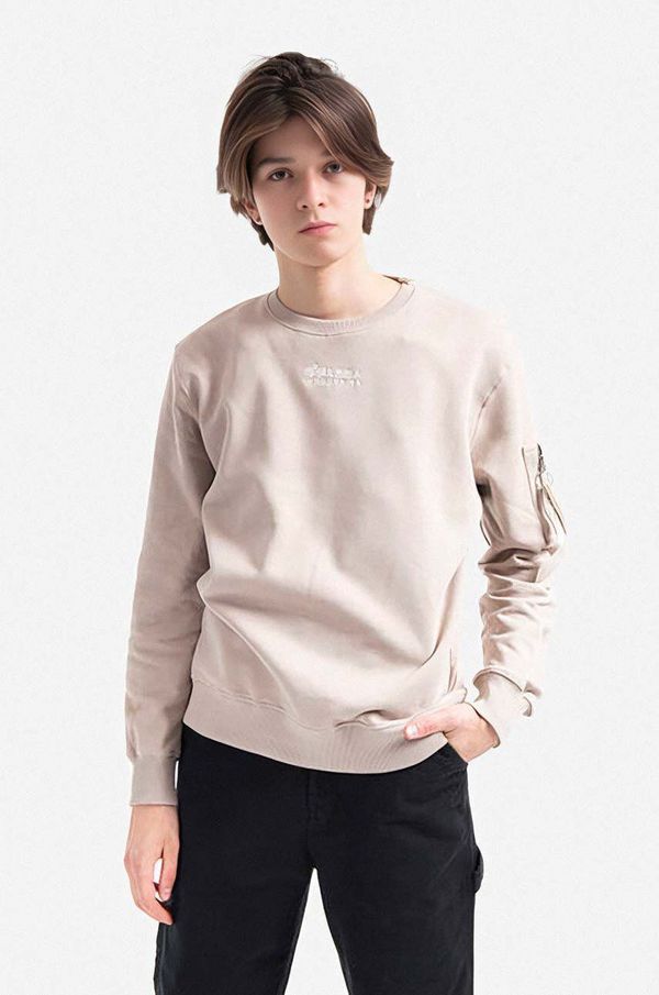 Alpha Industries Pamučna dukserica Alpha Industries za muškarce, boja: bež, s aplikacijom, 118316.627-cream