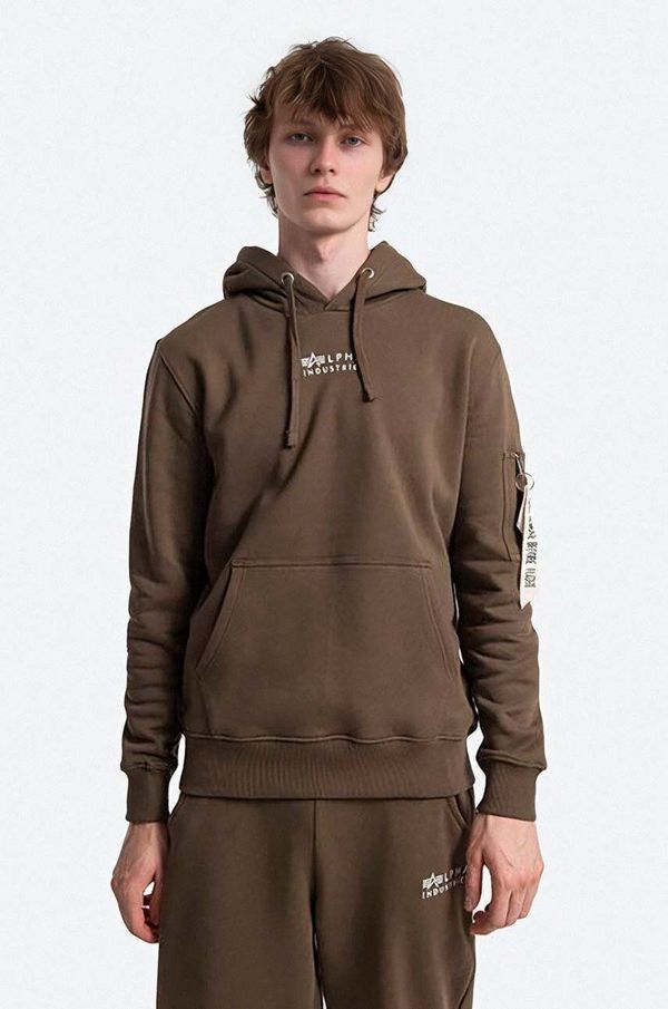 Alpha Industries Pamučna dukserica Alpha Industries za muškarce, boja: zelena, s kapuljačom, s aplikacijom, 118350.629-green