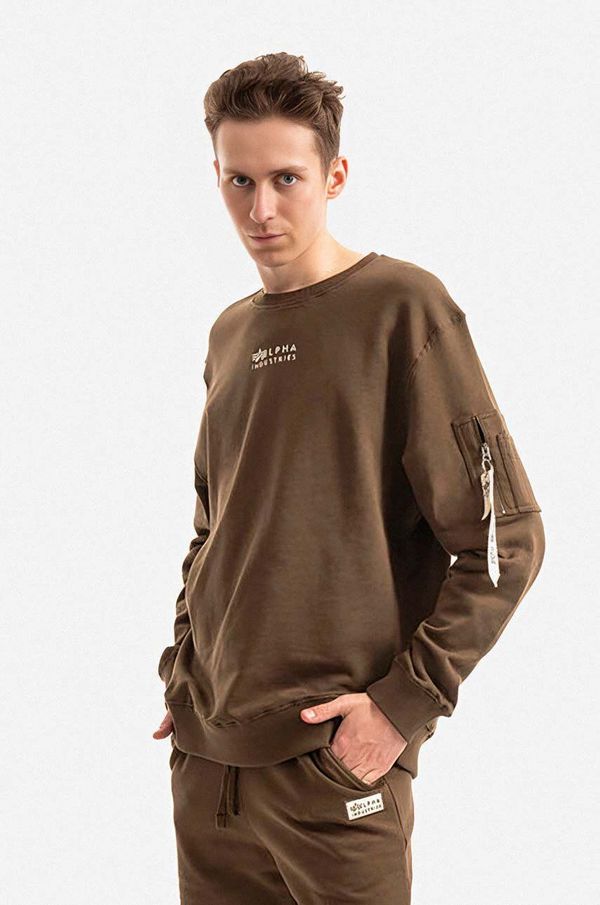 Alpha Industries Pamučna dukserica Alpha Industries za muškarce, boja: zelena, s tiskom, 118316.629-green