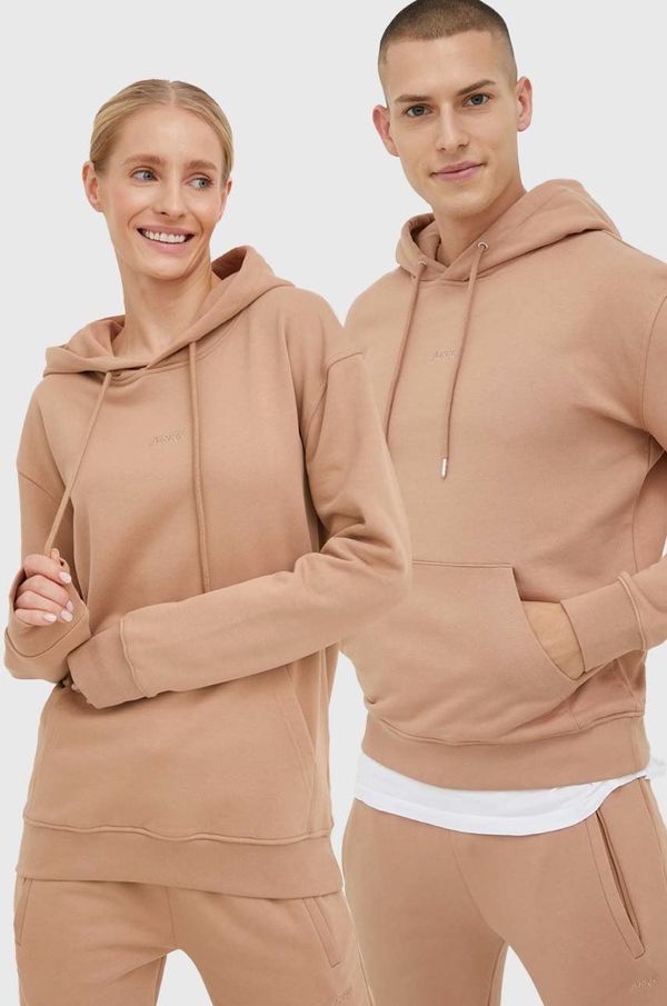 Arkk Copenhagen Pamučna dukserica Arkk Copenhagen unisex, boja: bež, s kapuljačom, glatka
