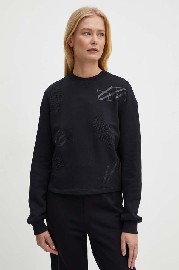 Armani Exchange Pamučna dukserica Armani Exchange za žene, boja: crna, s tiskom, 6DYM80 YJFZZ