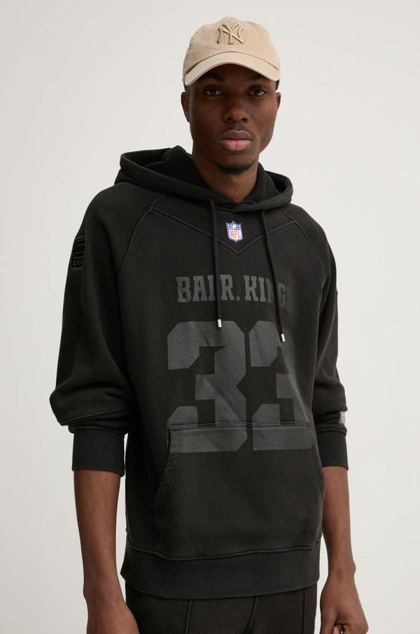 BALR. Pamučna dukserica BALR. NFL x BALR. za muškarce, boja: crna, s kapuljačom, s tiskom, B1261 1133