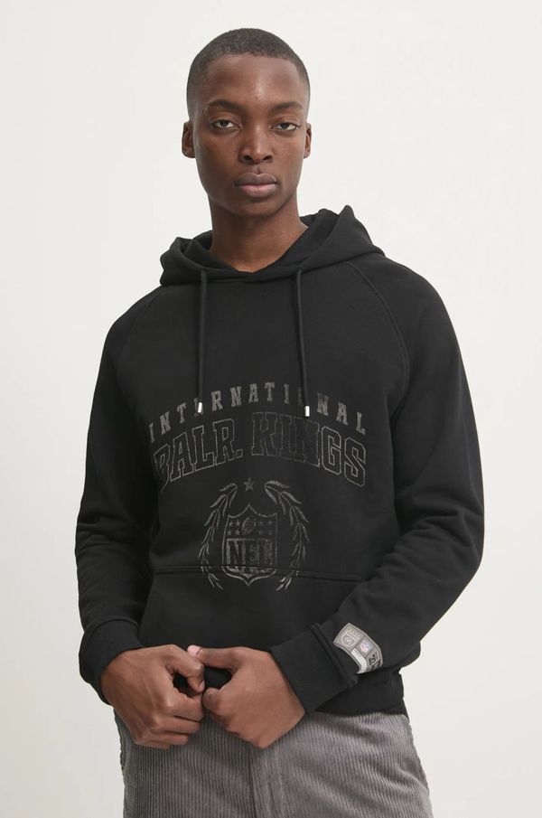 BALR. Pamučna dukserica BALR. NFL x BALR. za muškarce, boja: crna, s kapuljačom, s tiskom, B1261 1134