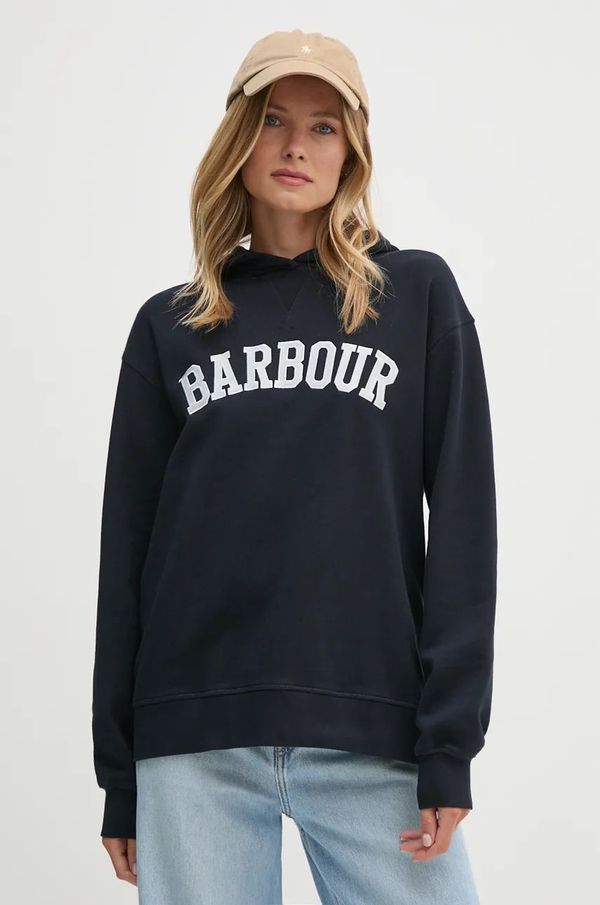 Barbour Pamučna dukserica Barbour za žene, boja: tamno plava, s kapuljačom, s aplikacijom, LOL0592