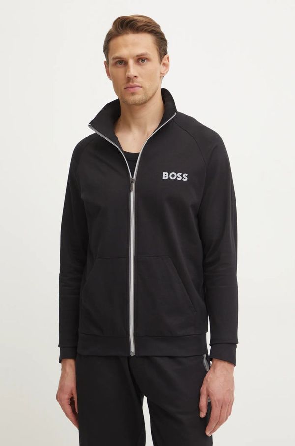 Boss Pamučna dukserica BOSS za muškarce, boja: crna, s tiskom, 50535823