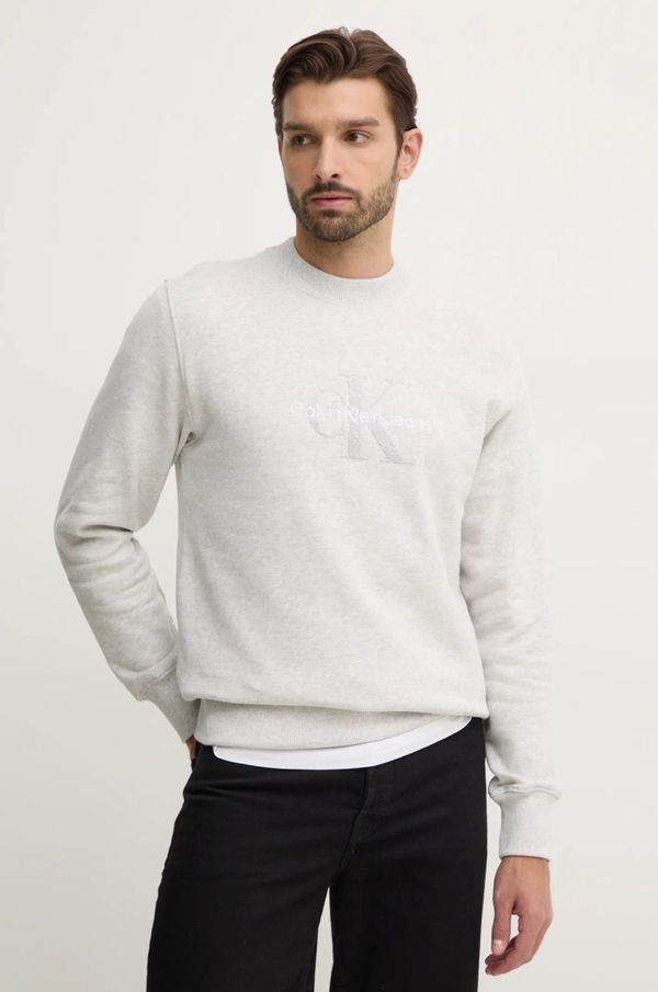 Calvin Klein Jeans Pamučna dukserica Calvin Klein Jeans za muškarce, boja: bež, s aplikacijom, J30J326144