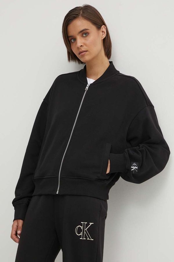 Calvin Klein Jeans Pamučna dukserica Calvin Klein Jeans za žene, boja: crna, bez uzorka, J20J223913