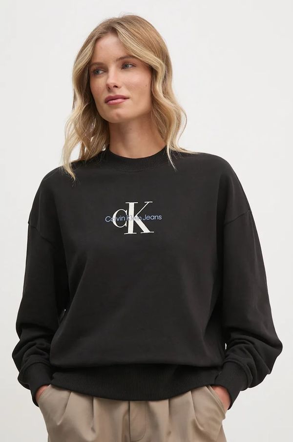 Calvin Klein Jeans Pamučna dukserica Calvin Klein Jeans za žene, boja: crna, s tiskom, J20J224177
