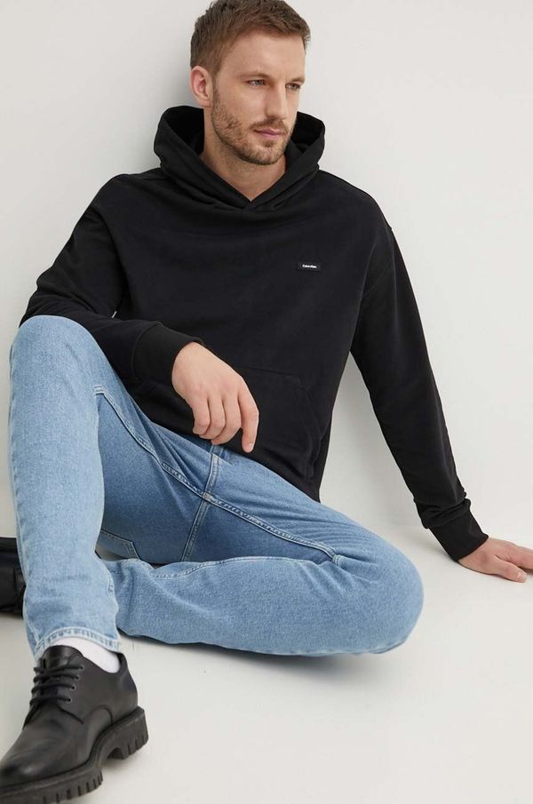 Calvin Klein Pamučna dukserica Calvin Klein za muškarce, boja: crna, s kapuljačom