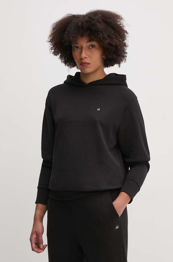 Calvin Klein Pamučna dukserica Calvin Klein za žene, boja: crna, s kapuljačom, bez uzorka, K20K208062