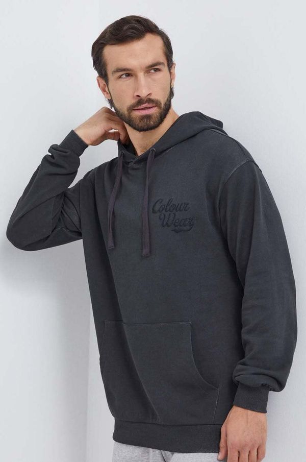 Colourwear Pamučna dukserica Colourwear za muškarce, boja: crna, s kapuljačom, bez uzorka