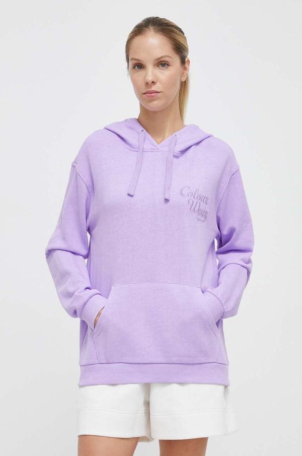 Colourwear Pamučna dukserica Colourwear za žene, boja: ljubičasta, s kapuljačom, bez uzorka