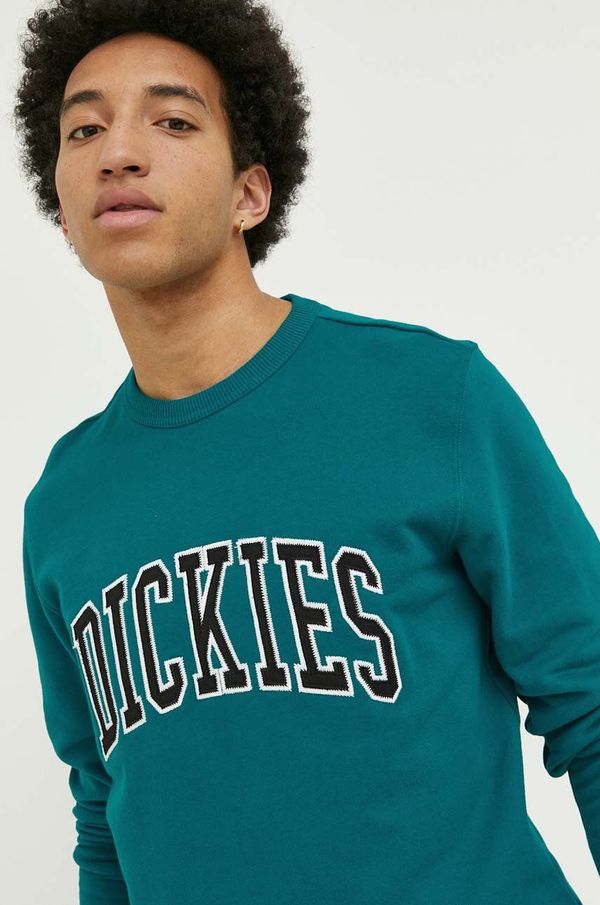 Dickies Pamučna dukserica Dickies za muškarce, boja: zelena, s aplikacijom