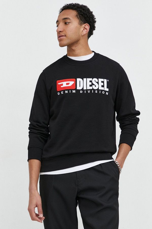 Diesel Pamučna dukserica Diesel za muškarce, boja: crna, s aplikacijom