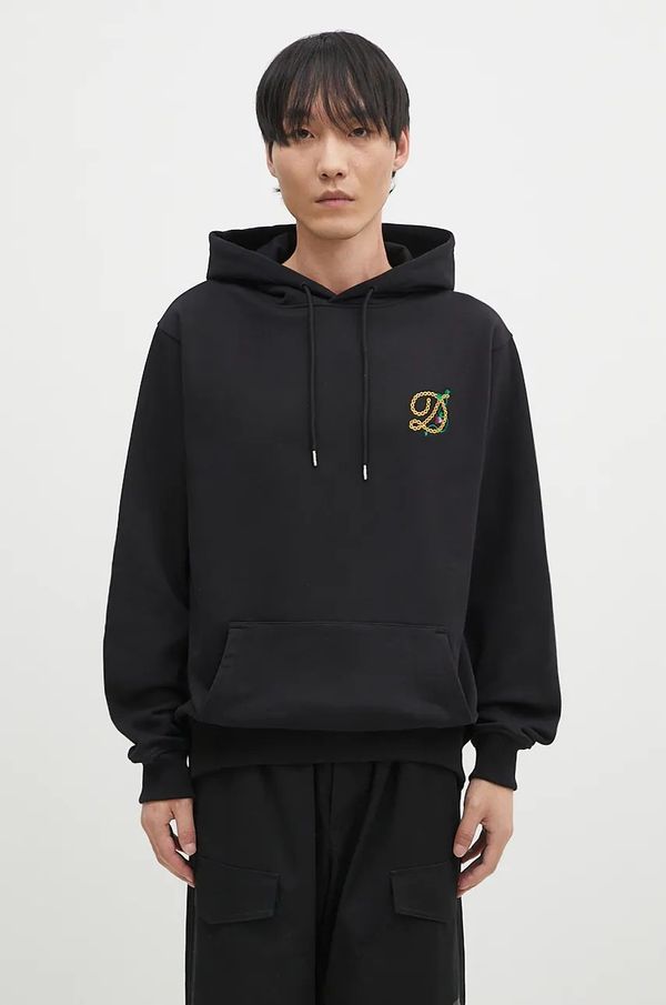 Drôle de Monsieur Pamučna dukserica Drôle de Monsieur Le Hoodie D Raisin za muškarce, boja: crna, s kapuljačom, s aplikacijom, E-HO170-CO127-BL